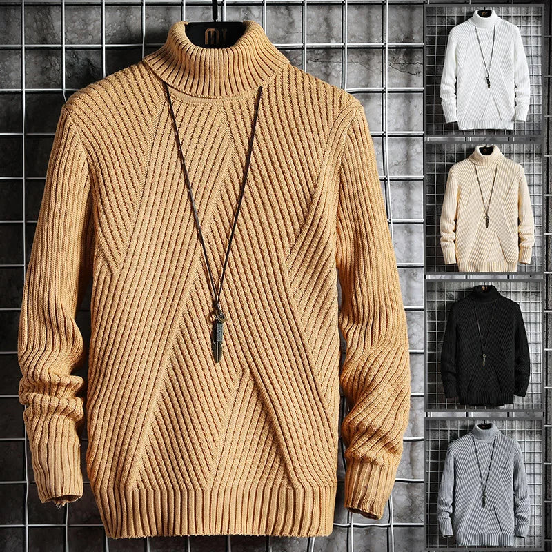Suéter de cuello alto moderno e informal para hombre