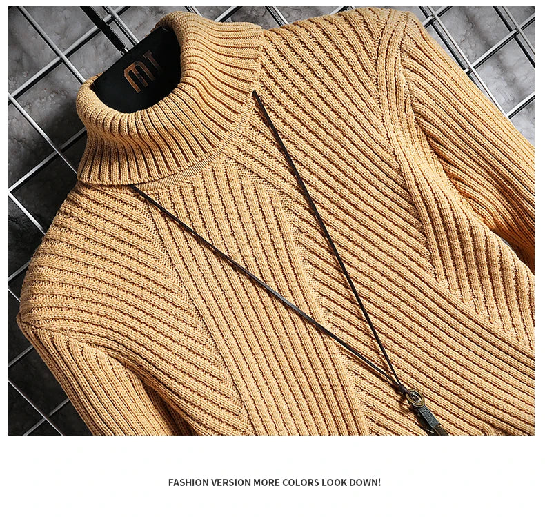 Suéter de cuello alto moderno e informal para hombre