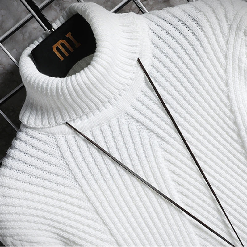 Suéter de cuello alto moderno e informal para hombre