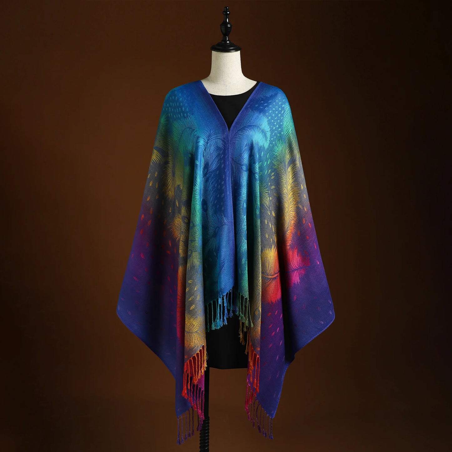 Chal bohemio con flecos multicolor