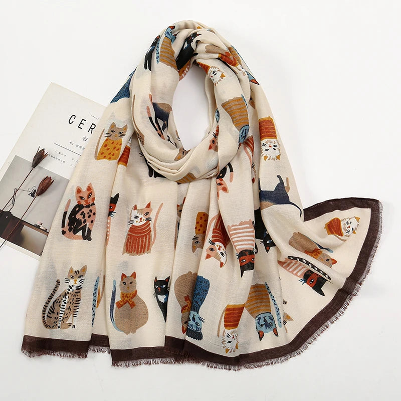 Kitty Love Cotton-Linen Scarf