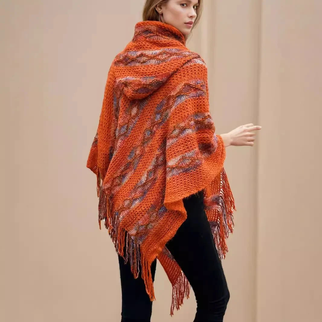 Autumn Winter Vibes Fringe Poncho