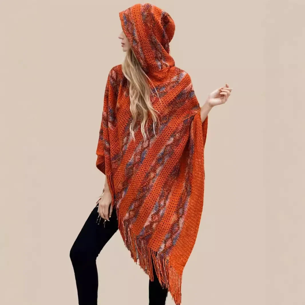 Autumn Winter Vibes Fringe Poncho