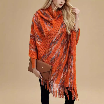 Autumn Winter Vibes Fringe Poncho