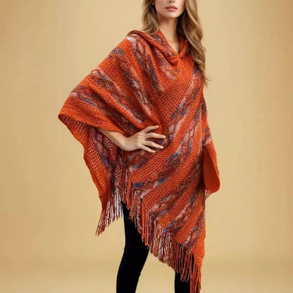 Autumn Winter Vibes Fringe Poncho