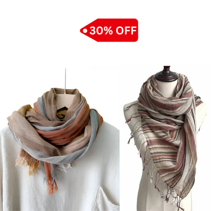 Elegant Linen Flax Tassel Scarf for Women