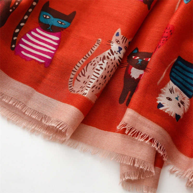 Kitty Love Cotton-Linen Scarf