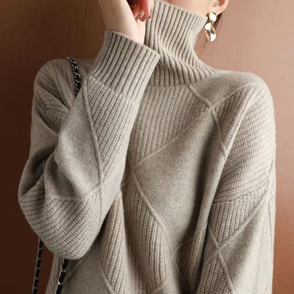 Diamond Stitch Turtleneck Sweater