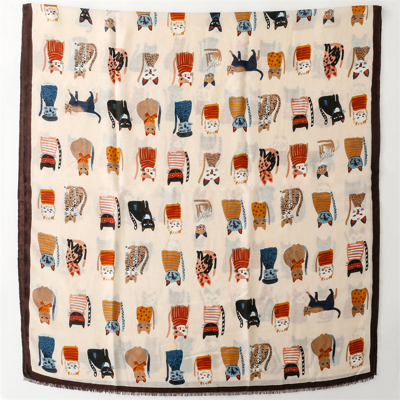 Kitty Love Cotton-Linen Scarf