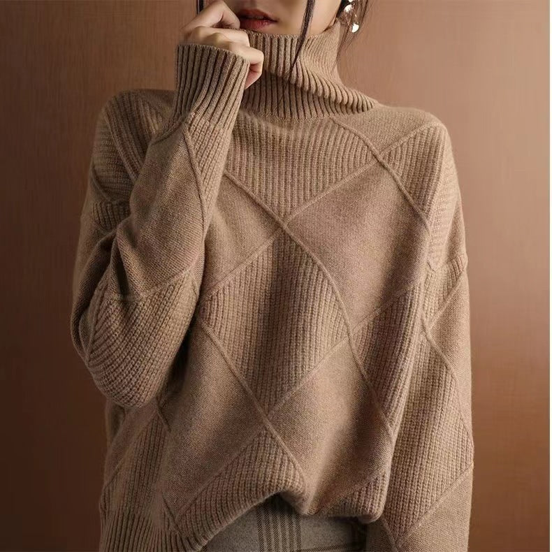 Diamond Stitch Turtleneck Sweater