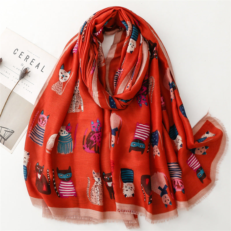 Kitty Love Cotton-Linen Scarf