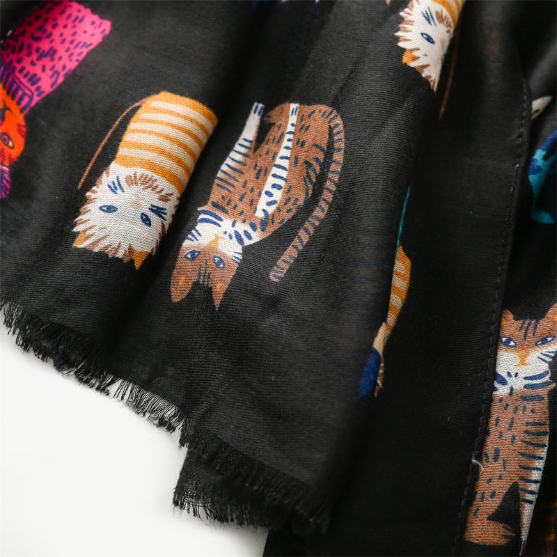 Kitty Love Cotton-Linen Scarf