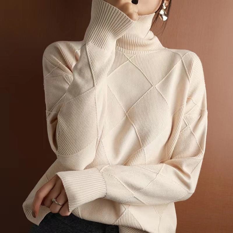 Diamond Stitch Turtleneck Sweater