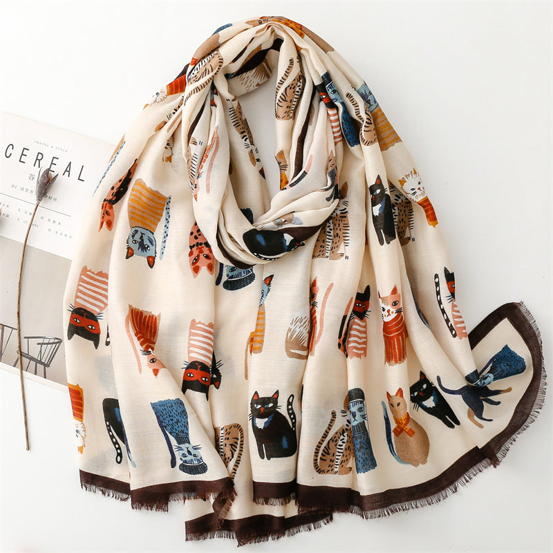 Kitty Love Cotton-Linen Scarf