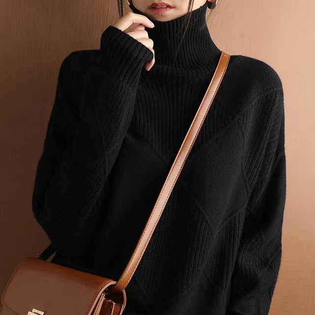 Diamond Stitch Turtleneck Sweater