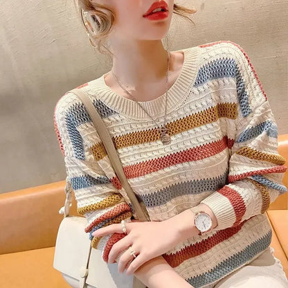 Cozy Striped O-Neck Pullover