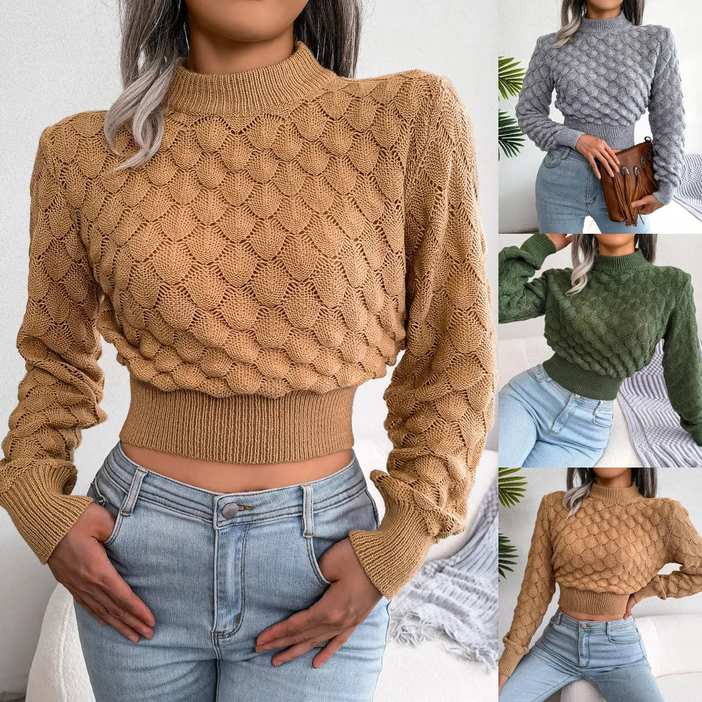 Hollow Out 3D Pattern Long Sleeve Sweater