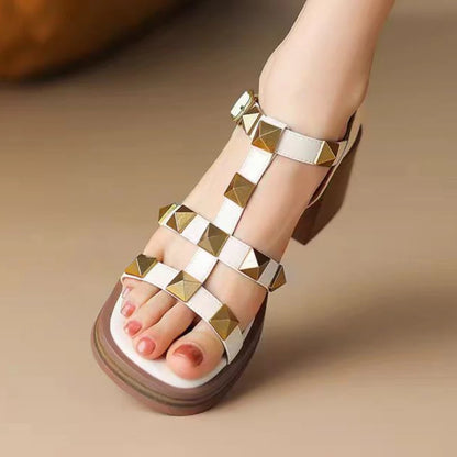 Trendy Rivet Roman High Heels for Women