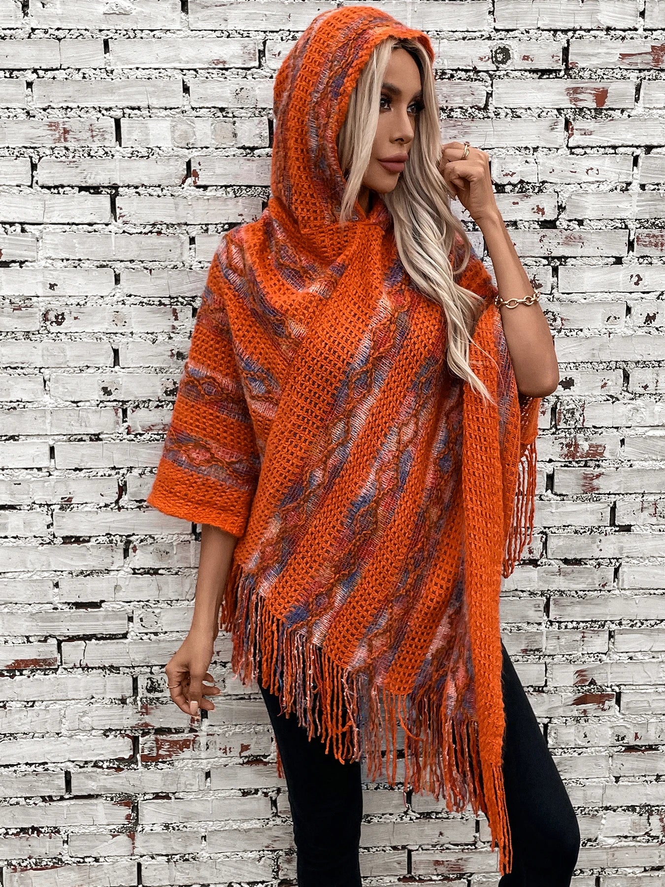 Autumn Winter Vibes Fringe Poncho