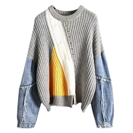 Trendy Patchwork Long Sleeve Sweater