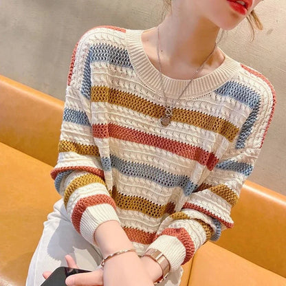 Cozy Striped O-Neck Pullover