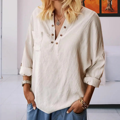 Classic Cotton-Linen Relaxed Blouse