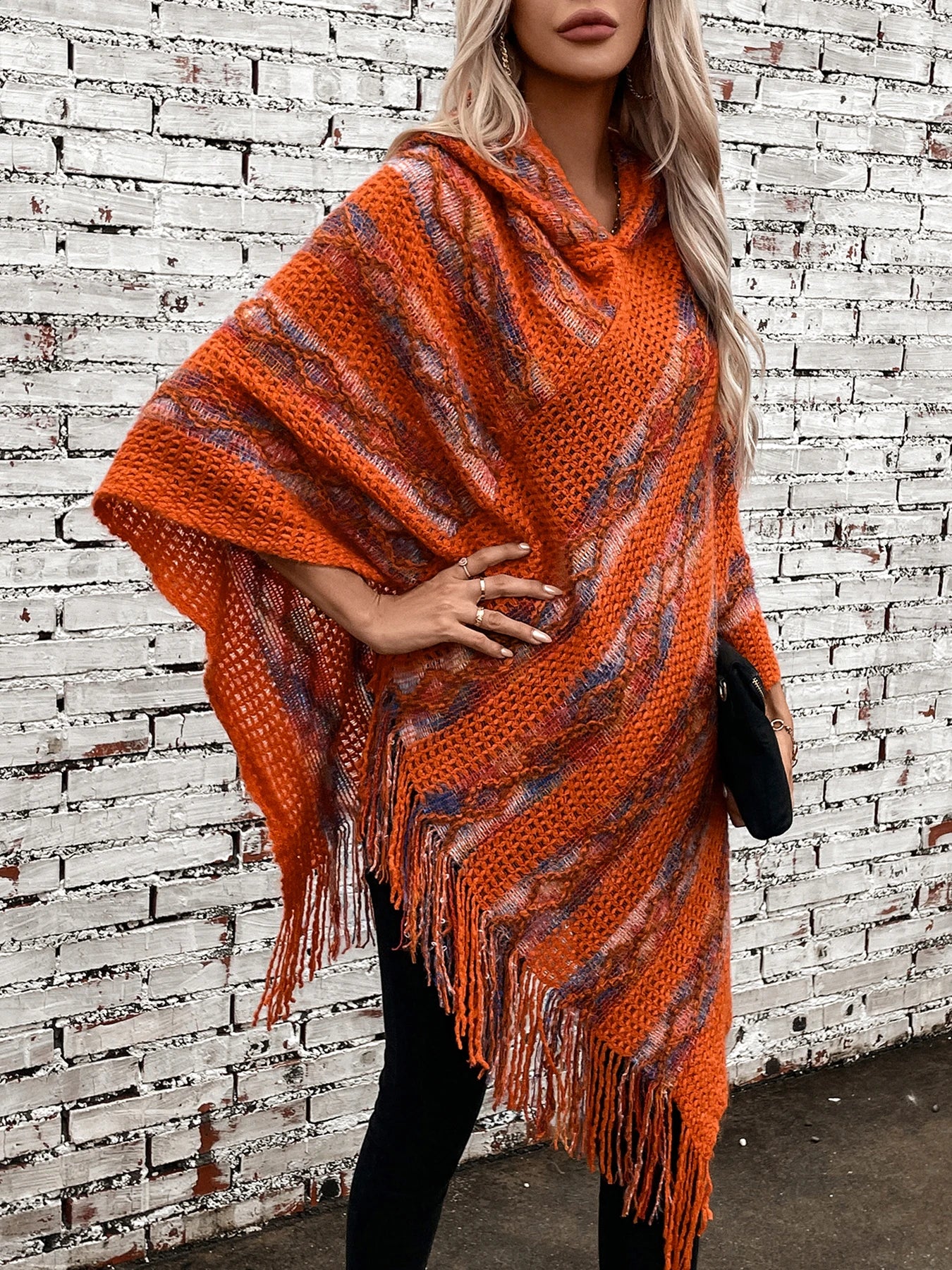 Autumn Winter Vibes Fringe Poncho