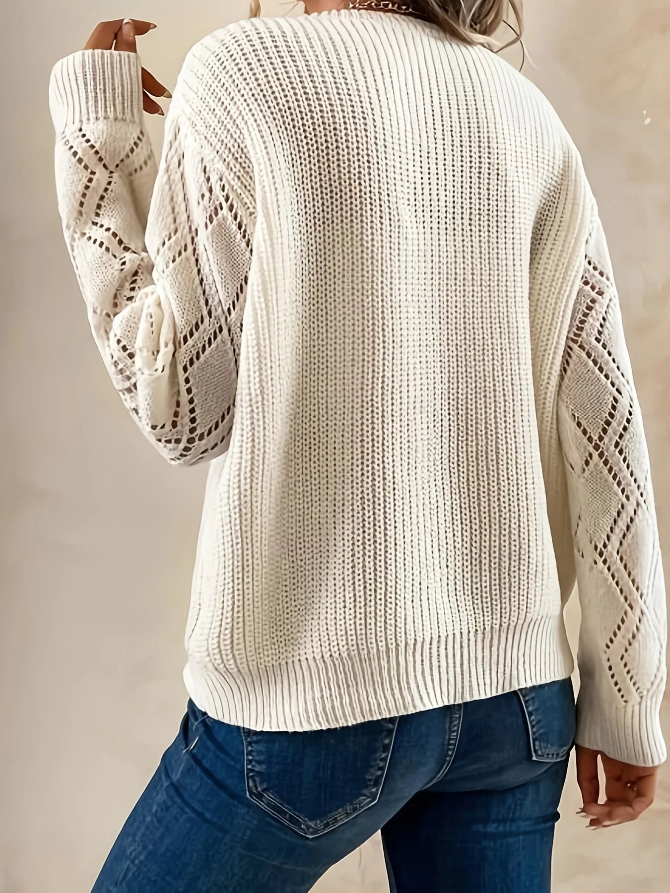 Chic Hollow V-Neck Knit Sweater