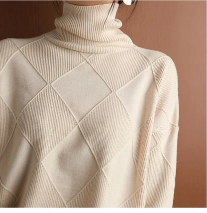 Diamond Stitch Turtleneck Sweater