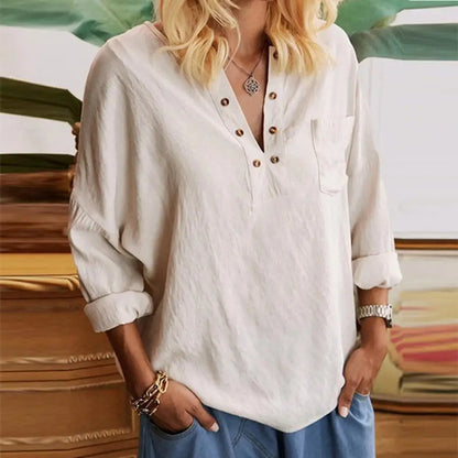 Classic Cotton-Linen Relaxed Blouse