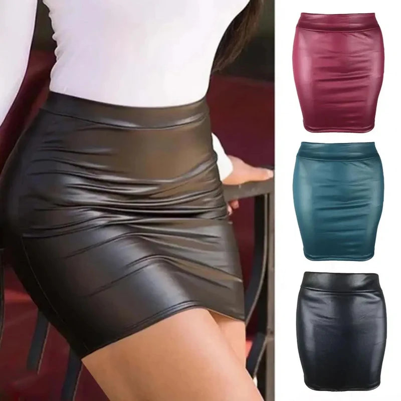 High Waist Matte Faux Leather Bodycon Skirt