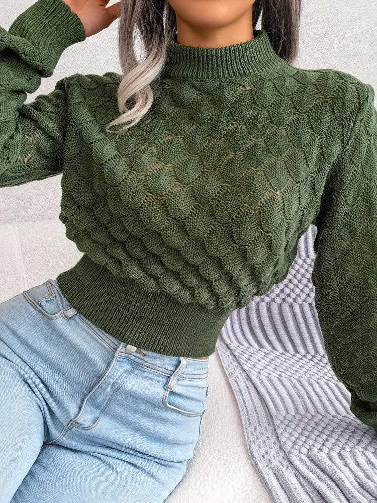 Hollow Out 3D Pattern Long Sleeve Sweater