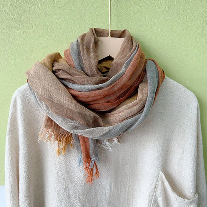 Elegant Linen Flax Tassel Scarf for Women