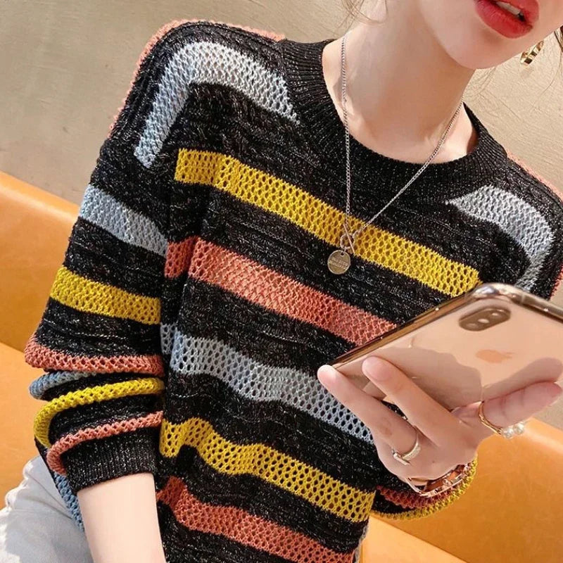 Cozy Striped O-Neck Pullover