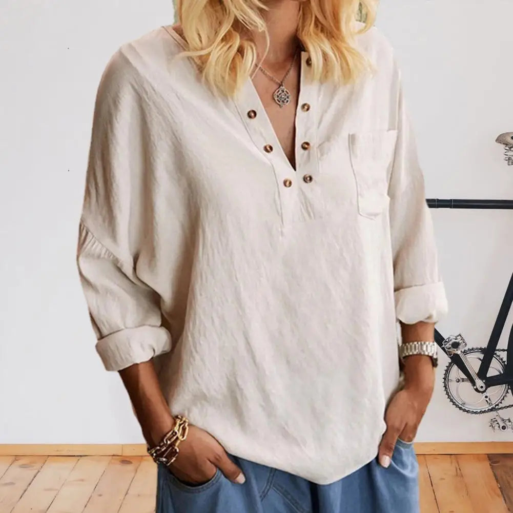 Classic Cotton-Linen Relaxed Blouse