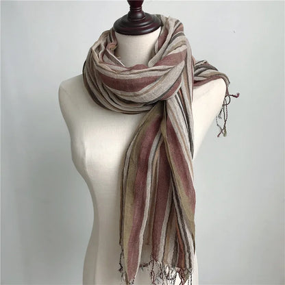 Elegant Linen Flax Tassel Scarf for Women