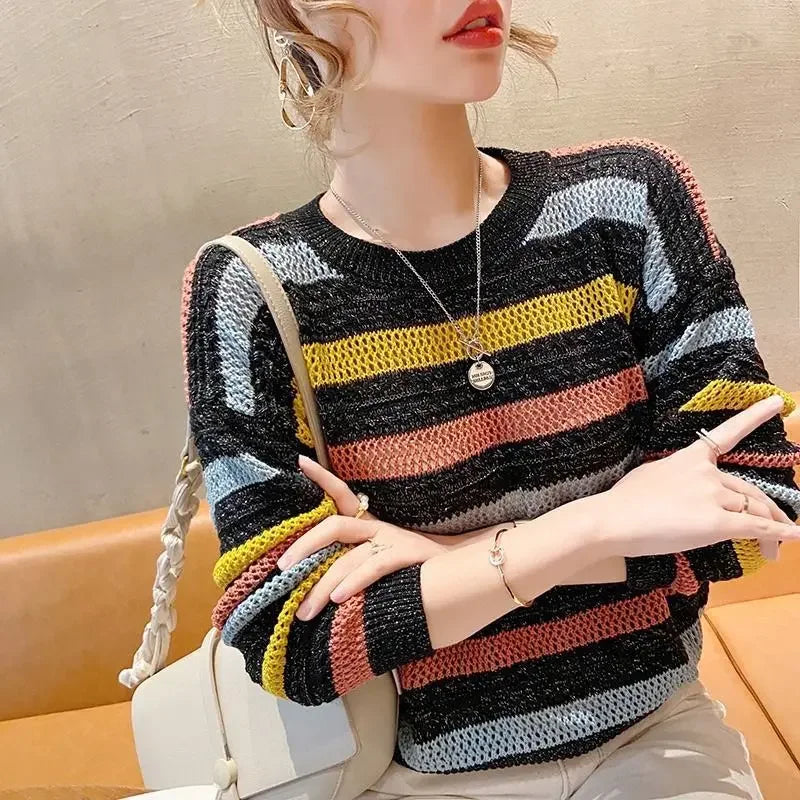 Cozy Striped O-Neck Pullover