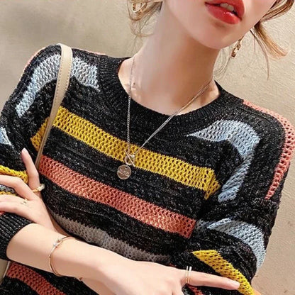 Cozy Striped O-Neck Pullover