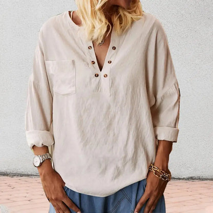 Classic Cotton-Linen Relaxed Blouse