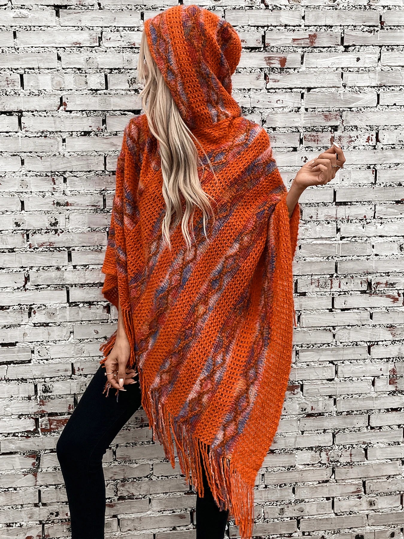 Autumn Winter Vibes Fringe Poncho